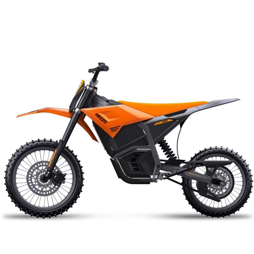 Starland D3 electric dirt bike – studio profile with knobby tyres