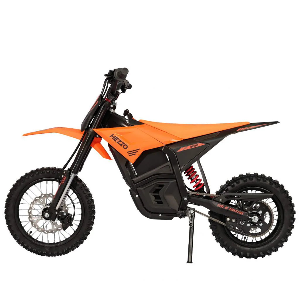 Starland D3 electric dirt bike – side view showing long-travel suspension