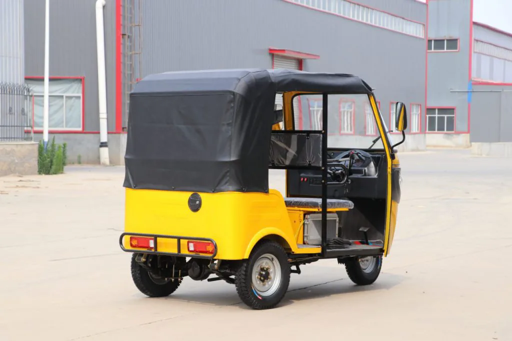 Two-row electric tuk tuk – rear three-quarter view
