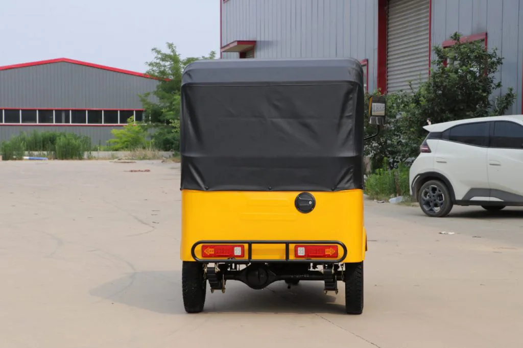 Two-row electric tuk tuk – rear view